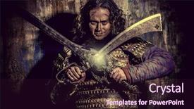  Presentation with armor - Audience pleasing presentation consisting of armor holding sword historical character backdrop and a wine colored foreground