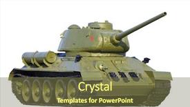  Presentation with soviet - Beautiful slide deck featuring armored vehicle - old soviet tank model t-34 backdrop and a tawny brown colored foreground