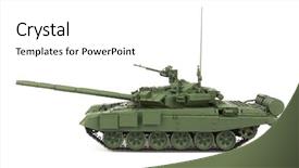  Presentation with battle - PPT theme with armored vehicle - t-90 main battle tank isolated background and a  colored foreground