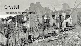  Presentation with explosion - Cool new presentation with armory - explosion of gunpowder warehouse near backdrop and a  colored foreground