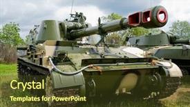  Presentation with tank - Cool new slide deck with armory - full tank closeup backdrop and a tawny brown colored foreground