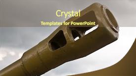  Presentation with tank - Amazing presentation theme having armory - gun of the tank backdrop and a tawny brown colored foreground