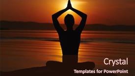  Presentation with silhouette of man worship - Slides enhanced with arms above head in namaste background and a  colored foreground