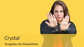  Presentation with plus size fashion model - Colorful PPT theme enhanced with arms and palms doing negative backdrop and a  colored foreground