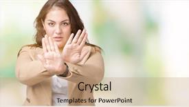  Presentation with plus size fashion model - Amazing PPT theme having arms and palms doing negative backdrop and a  colored foreground