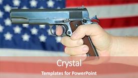  Presentation with gun control - Presentation design featuring arms civil liberty personal protection background and a coral colored foreground