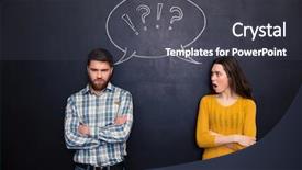  Presentation with chalkboard - PPT theme consisting of arms crossed after argument background and a dark gray colored foreground