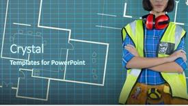  Presentation with illuminated - Cool new slides with arms crossed against grey backdrop and a ocean colored foreground