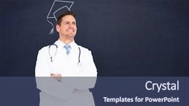  Presentation with navy medical - Slide set with arms crossed against navy background and a  colored foreground