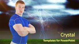  Presentation with wooden cross against the sky - Presentation theme consisting of arms crossed against stormy dark background and a tawny brown colored foreground