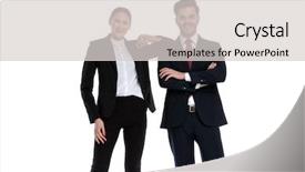  Presentation with lean - Slide set enhanced with arms crossed and elbow lean background and a light gray colored foreground