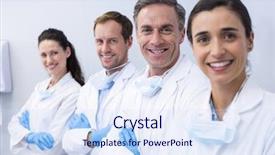  Presentation with clinic - Slide deck enhanced with arms crossed in dental background and a sky blue colored foreground