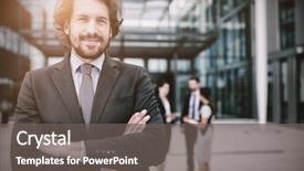  Presentation with confident - Presentation featuring arms crossed in office premises background and a gray colored foreground