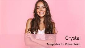  Presentation with hair dress - Amazing theme having arms crossed isolated over pink backdrop and a lemonade colored foreground