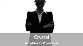  Presentation with business intelligence white robotic arm - Slide set with arms crossed portrait in silhouette background and a gray colored foreground