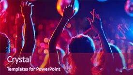  Presentation with night club - Slide set with arms dancing in night club background and a violet colored foreground