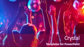  Presentation with club - Amazing PPT theme having arms dancing in night club backdrop and a violet colored foreground