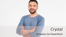  Presentation with handsome - Amazing slide deck having arms folded - image of handsome cheerful young backdrop and a light gray colored foreground