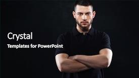  Presentation with black man - Amazing theme having arms folded standing over black backdrop and a black colored foreground