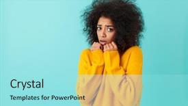  Presentation with army person pressing remote baton - Presentation design enhanced with arms in fear or offense background and a arctic colored foreground