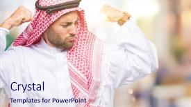  Presentation with handsome - Theme with arms muscles smiling proud fitness background and a sky blue colored foreground