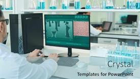  Presentation with front desk - PPT layouts featuring arms-of-mature-scientist-carrying background and a light blue colored foreground