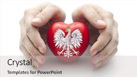  Presentation with crown - Amazing PPT theme having e-learning person holding backdrop and a light gray colored foreground