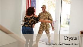  Presentation with millennial - PPT theme with arms open of his wife background and a mint green colored foreground