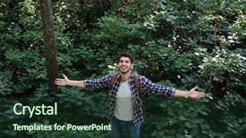  Presentation with forest - Audience pleasing slides consisting of arms out to the side backdrop and a  colored foreground