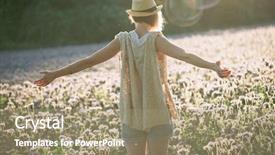  Presentation with free nature - Theme enhanced with arms outspread enjoying peace background and a coral colored foreground