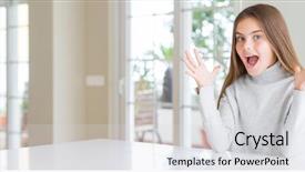  Presentation with wide - Colorful PPT theme enhanced with arms raised and open eye backdrop and a light gray colored foreground