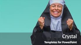  Presentation with catholic faith - PPT theme featuring arms raised celebrating victory background and a dark gray colored foreground