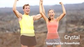  Presentation with hawaii - Audience pleasing slides consisting of arms raised up in winning backdrop and a coral colored foreground