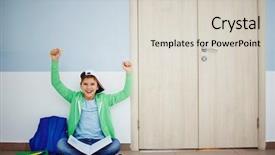  Presentation with story book conceptual open - PPT theme consisting of arms sitting by classroom door background and a  colored foreground