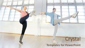  Presentation with class - Amazing slides having arms standing on one leg backdrop and a lemonade colored foreground