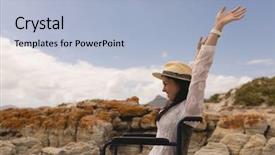  Presentation with sunshine - Theme with arms up sitting in wheelchair background and a light blue colored foreground