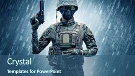  Presentation with weather - Colorful slides enhanced with arms wars - armed soldier standing in rainy backdrop and a ocean colored foreground