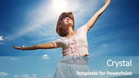  Presentation with cowboy hat - PPT theme having arms wide open - beautiful woman in cowboy hat background and a  colored foreground