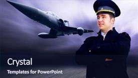  Presentation with pilot - Colorful theme enhanced with army air - pilot and military airplan backdrop and a navy blue colored foreground