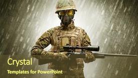  Presentation with weather - Colorful slides enhanced with army battlefield - armed soldier standing in rainy backdrop and a  colored foreground