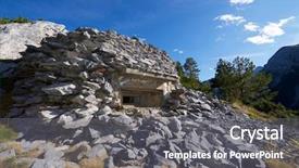  Presentation with rizal in spain - Theme with army battlefield - bunker in canfranc valley pyrenees background and a gray colored foreground