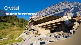  Presentation with spain - Audience pleasing PPT theme consisting of army battlefield - bunker in canfranc valley pyrenees backdrop and a teal colored foreground
