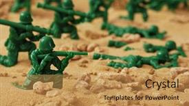  Presentation with soldiers - Slide set having army battlefield - miniature toy soldiers in desert background and a yellow colored foreground