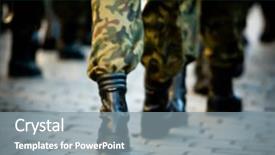  Presentation with soldiers - Theme featuring army boots - soldiers march in formation motion background and a gray colored foreground