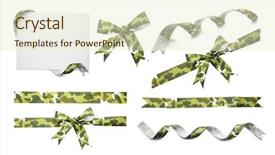  Presentation with festive - Presentation theme having army colors - set of festive ribbons background and a soft green colored foreground