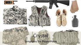  Presentation with military - Cool new slides with set of military stuff backdrop and a mint green colored foreground