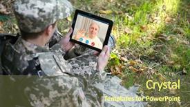  Presentation with chat - Beautiful theme featuring military technology - video call and chat concept backdrop and a violet colored foreground