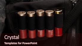  Presentation with army - Colorful slide deck enhanced with army decorations - close-up of bullets in pouch backdrop and a wine colored foreground