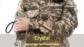  Presentation with army fuel - PPT theme having army doctor holding stethoscope isolated background and a tawny brown colored foreground