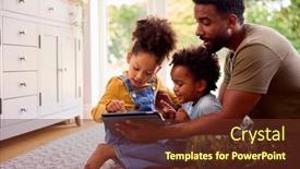  Presentation with using digital tablet - PPT theme enhanced with army-father-in-uniform-home background and a tawny brown colored foreground